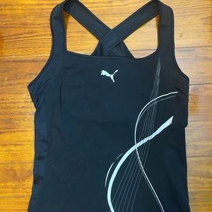 puma cotton workout tank with breathable mesh sides